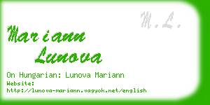 mariann lunova business card